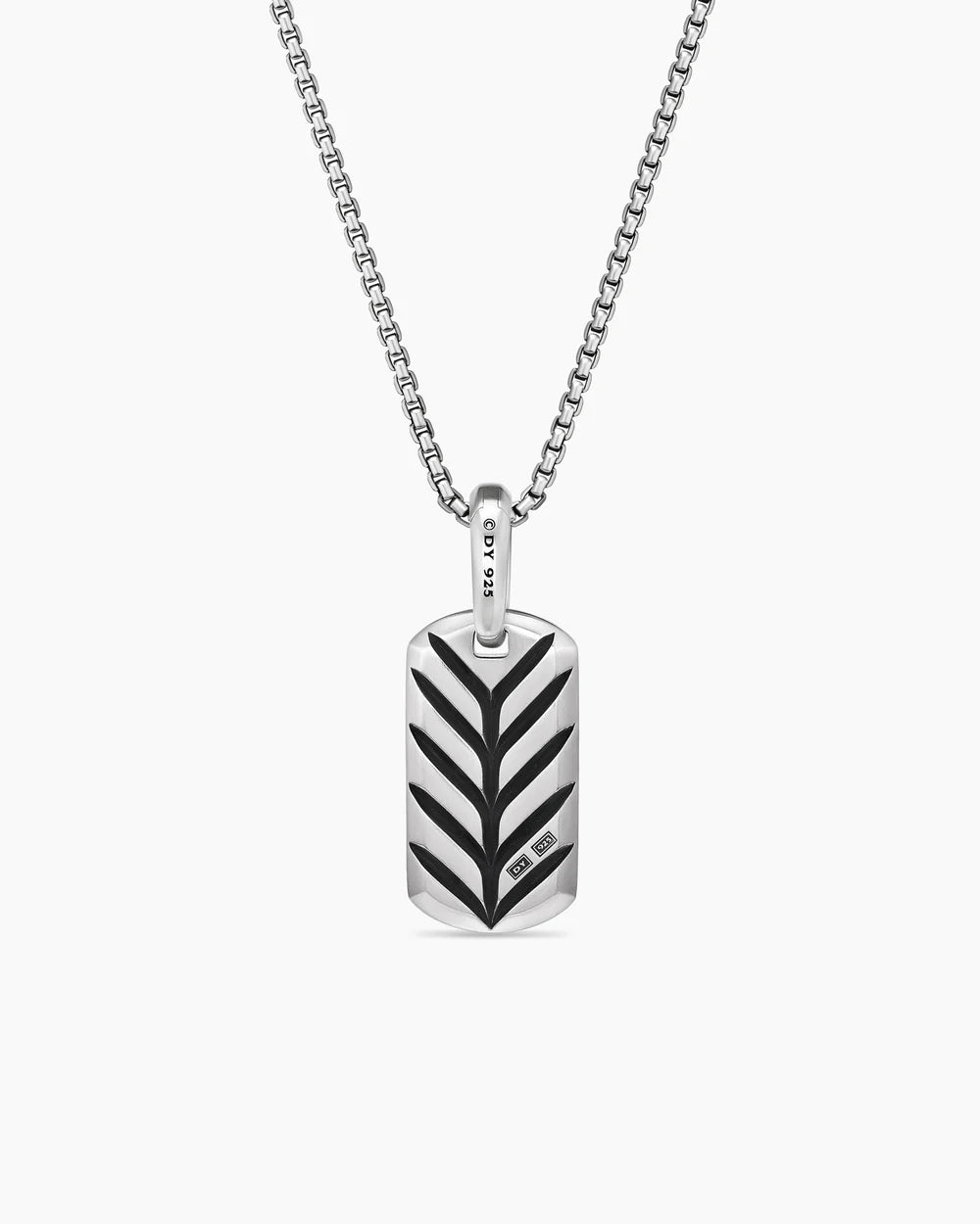 CHEVRON TAG Sterling Silver with Diamonds, 21mm
