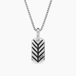 CHEVRON TAG Sterling Silver with Diamonds, 21mm