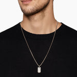 CHEVRON TAG Sterling Silver with Diamonds, 21mm