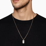CHEVRON TAG Sterling Silver with Diamonds, 21mm