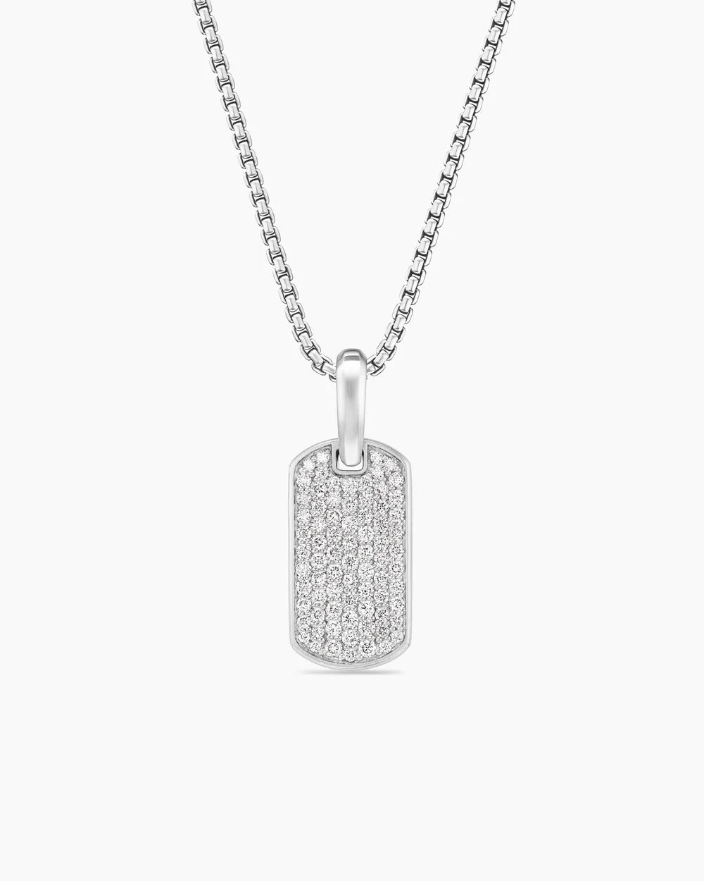 CHEVRON TAG Sterling Silver with Diamonds, 21mm
