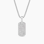 CHEVRON TAG Sterling Silver with Diamonds, 21mm
