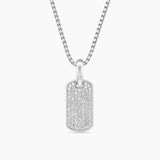 CHEVRON TAG Sterling Silver with Diamonds, 21mm