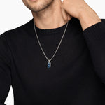Chevron Tag in Sterling Silver with Pietersite, 21mm