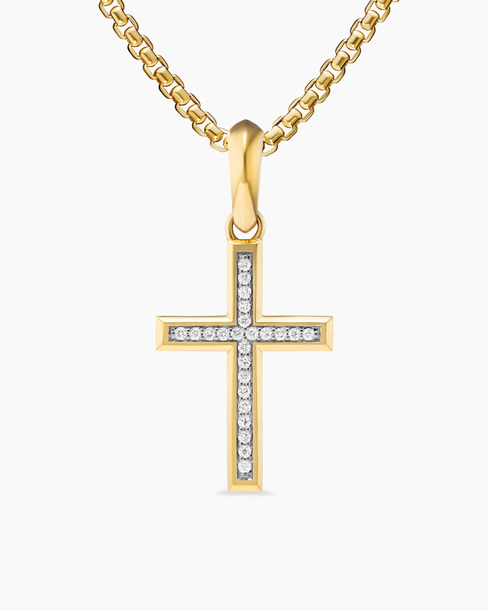 Cross Pendant 18K Yellow Gold with Diamonds, 24mm