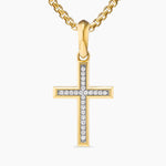 Cross Pendant 18K Yellow Gold with Diamonds, 24mm