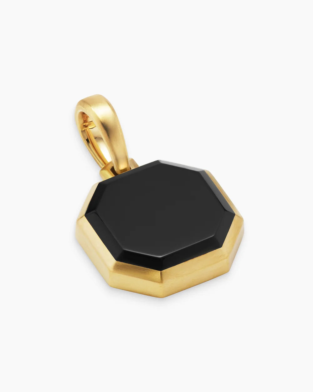 Faceted Stone Amulet 18K Yellow Gold with Black Onyx, 16mm