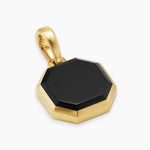 Faceted Stone Amulet 18K Yellow Gold with Black Onyx, 16mm