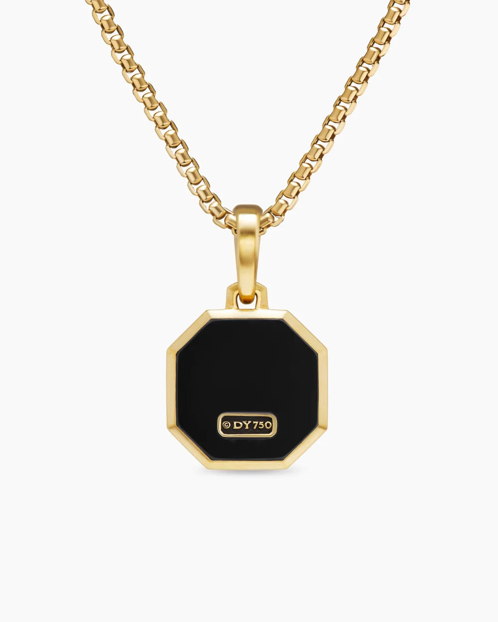 Faceted Stone Amulet 18K Yellow Gold with Black Onyx, 16mm