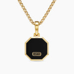 Faceted Stone Amulet 18K Yellow Gold with Black Onyx, 16mm