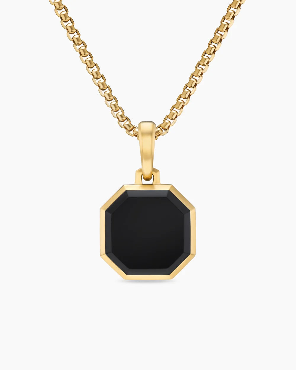 Faceted Stone Amulet 18K Yellow Gold with Black Onyx, 16mm