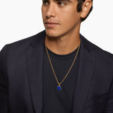 FACETED STONE AMULET 18K Yellow Gold with Lapis, 16mm