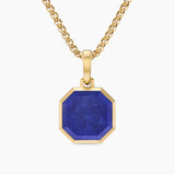 FACETED STONE AMULET 18K Yellow Gold with Lapis, 16mm