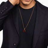 FACETED STONE AMULET 18K Yellow Gold with Red Tiger's Eye, 16mm