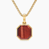 FACETED STONE AMULET 18K Yellow Gold with Red Tiger's Eye, 16mm