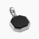 Faceted Stone Amulet Sterling Silver with Black Onyx, 16mm