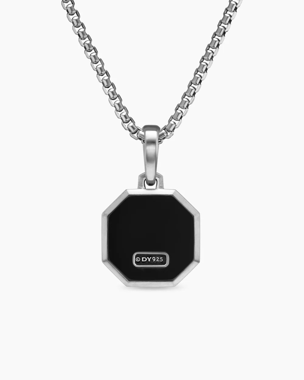 Faceted Stone Amulet Sterling Silver with Black Onyx, 16mm