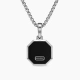 Faceted Stone Amulet Sterling Silver with Black Onyx, 16mm
