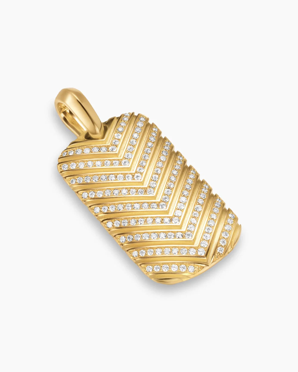 Chevron Tag 18K Yellow Gold with Diamonds, 34mm