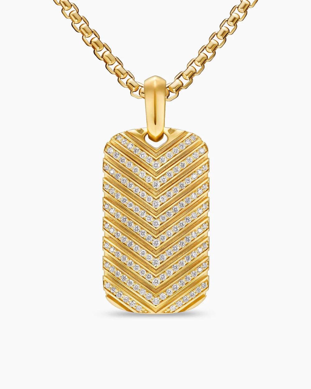 Chevron Tag 18K Yellow Gold with Diamonds, 34mm