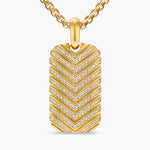 Chevron Tag 18K Yellow Gold with Diamonds, 34mm