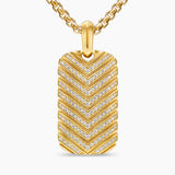 Chevron Tag 18K Yellow Gold with Diamonds, 34mm
