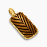 CHEVRON TAG 18K Yellow Gold with Tiger's Eye, 34mm