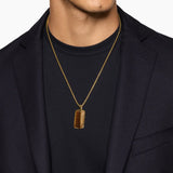 CHEVRON TAG 18K Yellow Gold with Tiger's Eye, 34mm