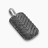 Chevron Tag Sterling Silver with Black Diamonds, 34mm