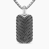Chevron Tag Sterling Silver with Black Diamonds, 34mm