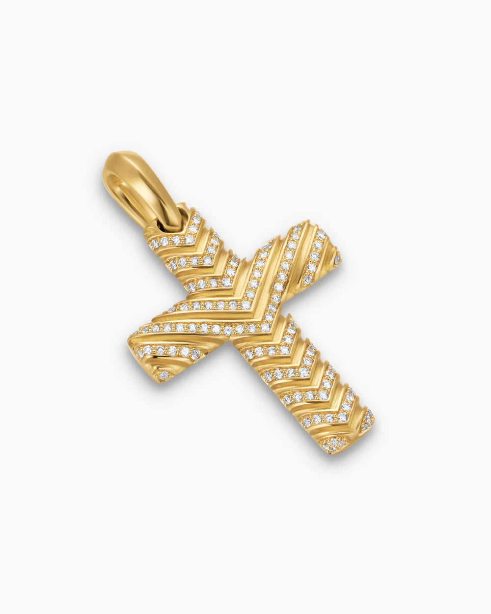 Chevron Cross Pendant 18K Yellow Gold with Diamonds, 36mm