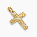 Chevron Cross Pendant 18K Yellow Gold with Diamonds, 36mm