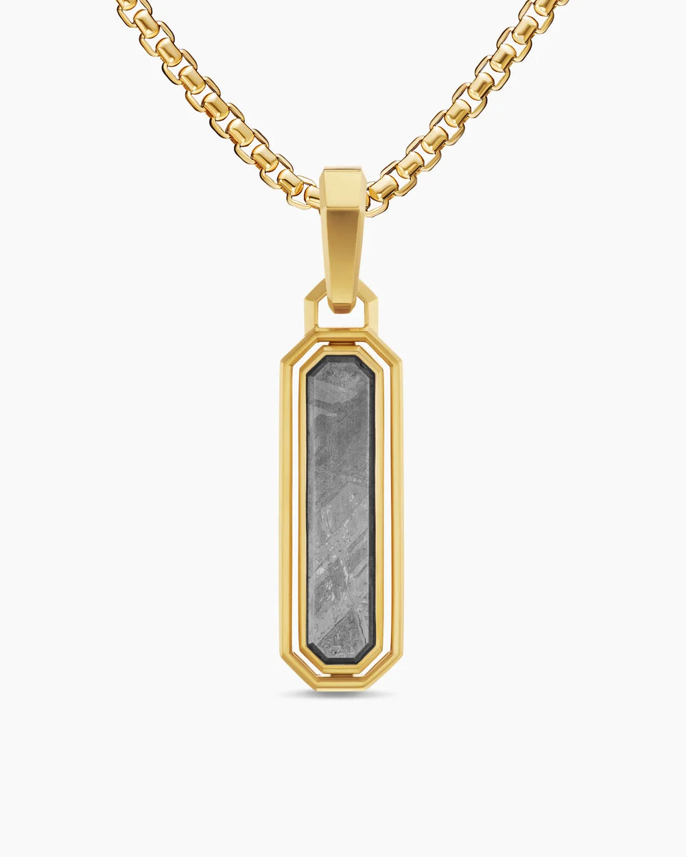 Streamline® Inlay Amulet 18K Yellow Gold with Meteorite and Grey Diamonds, 30.7mm