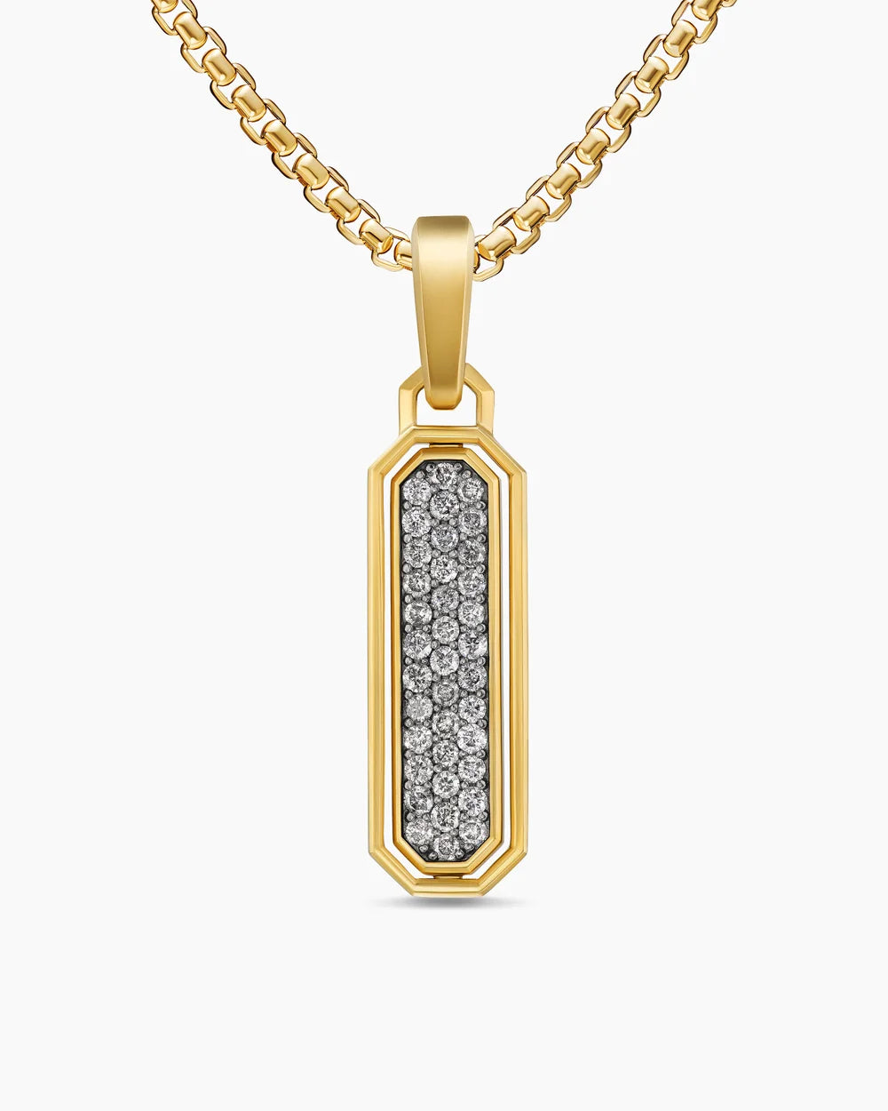 Streamline® Inlay Amulet 18K Yellow Gold with Meteorite and Grey Diamonds, 30.7mm