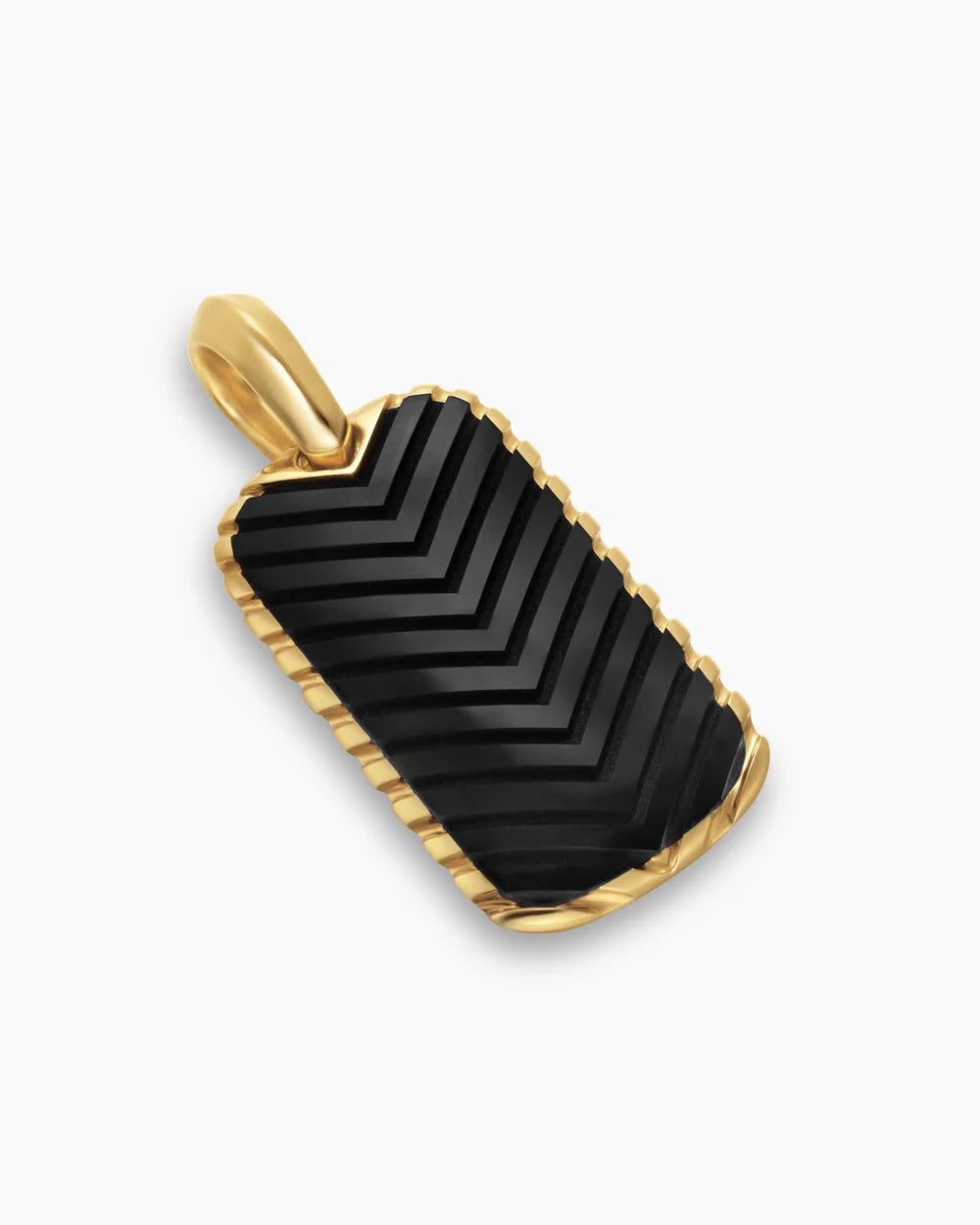 Chevron Tag 18K Yellow Gold with Black Onyx, 27mm