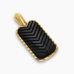 Chevron Tag 18K Yellow Gold with Black Onyx, 27mm