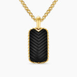 Chevron Tag 18K Yellow Gold with Black Onyx, 27mm