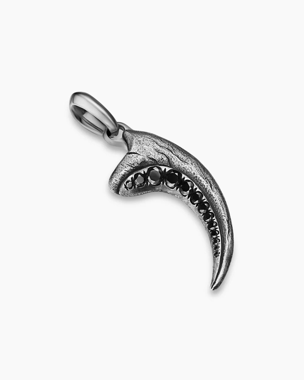 Raptor Claw Amulet Sterling Silver with Black Diamonds, 36.2mm