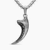 Raptor Claw Amulet Sterling Silver with Black Diamonds, 36.2mm