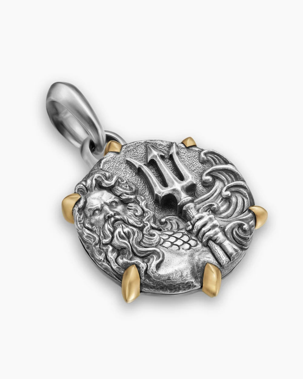 POSEIDON AMULET Sterling Silver with 18K Yellow Gold, 26.4mm