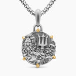 POSEIDON AMULET Sterling Silver with 18K Yellow Gold, 26.4mm