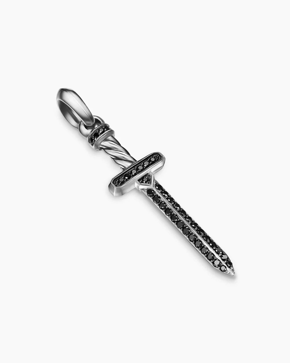 Pavé Sword Amulet Sterling Silver with Black Diamonds, 41.3mm