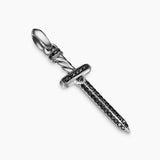 Pavé Sword Amulet Sterling Silver with Black Diamonds, 41.3mm
