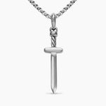 Pavé Sword Amulet Sterling Silver with Black Diamonds, 41.3mm