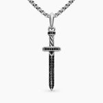 Pavé Sword Amulet Sterling Silver with Black Diamonds, 41.3mm