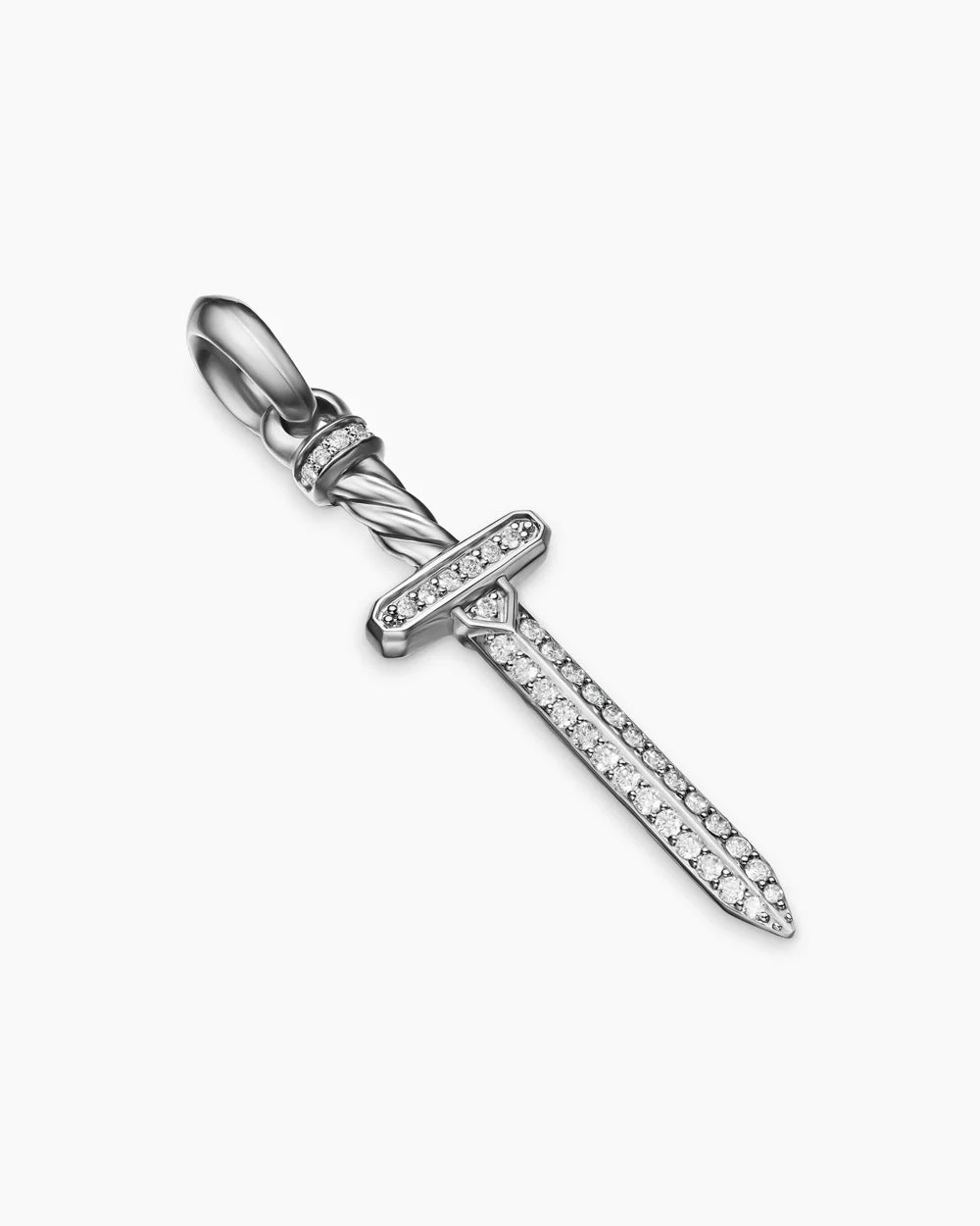 Pavé Sword Amulet Sterling Silver with Diamonds, 41.3mm