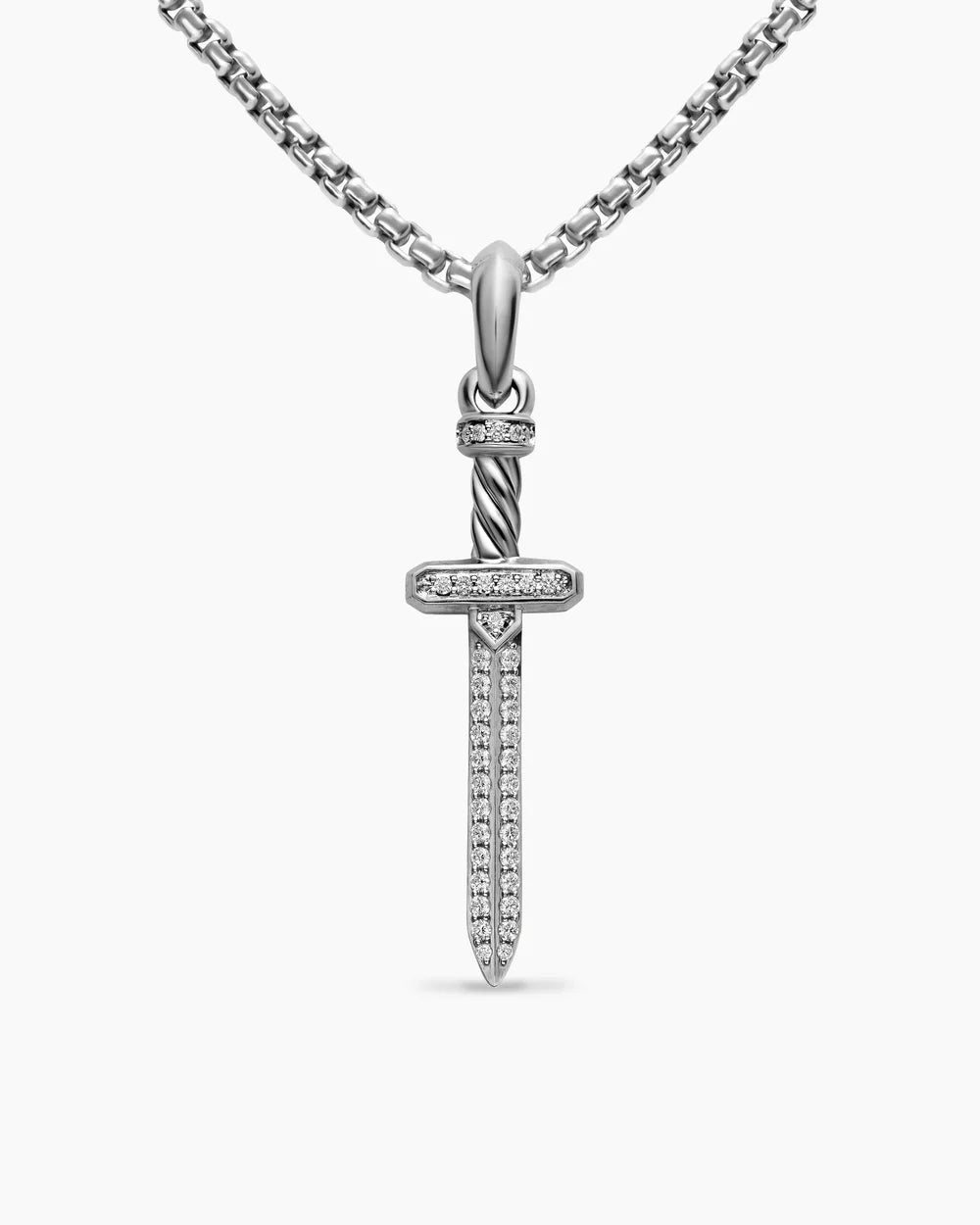 Pavé Sword Amulet Sterling Silver with Diamonds, 41.3mm