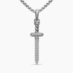 Pavé Sword Amulet Sterling Silver with Diamonds, 41.3mm