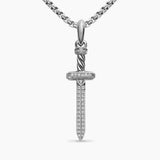 Pavé Sword Amulet Sterling Silver with Diamonds, 41.3mm