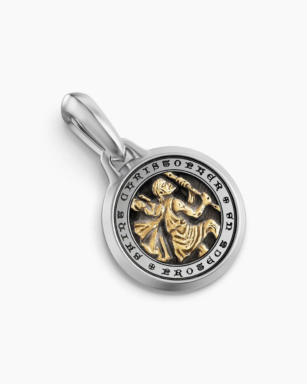 ST. CHRISTOPHER AMULET Sterling Silver with 14K Yellow Gold, 21.2mm
